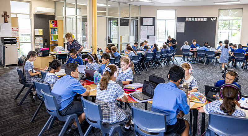 Students learning in the classroom at Our Lady of Mount Carmel Primary School Wentworthville