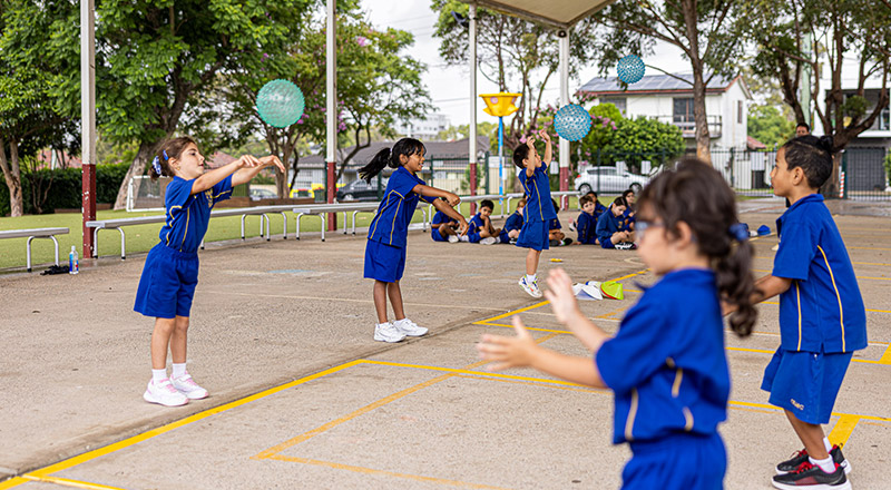 Students playing sports at Our Lady of Mount Carmel Primary School Wentworthville