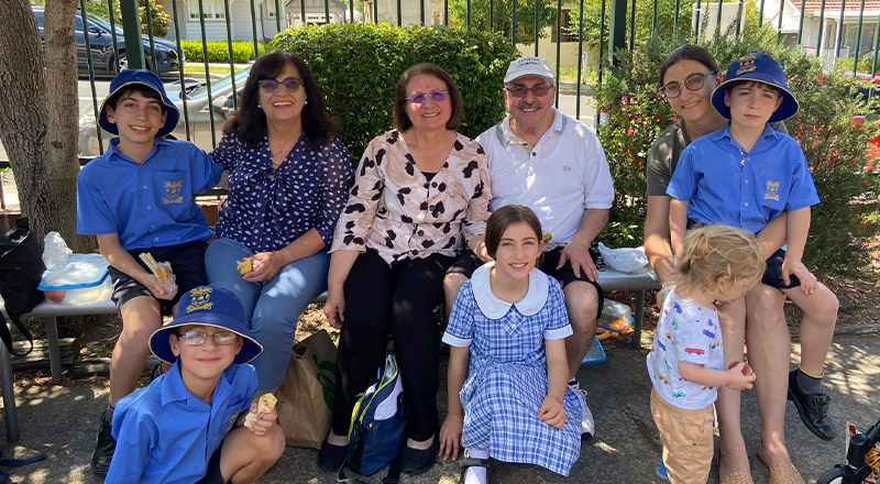 Students with their grandparents on Granparents Day at Our Lady of Mount Carmel Primary School Wentworthville